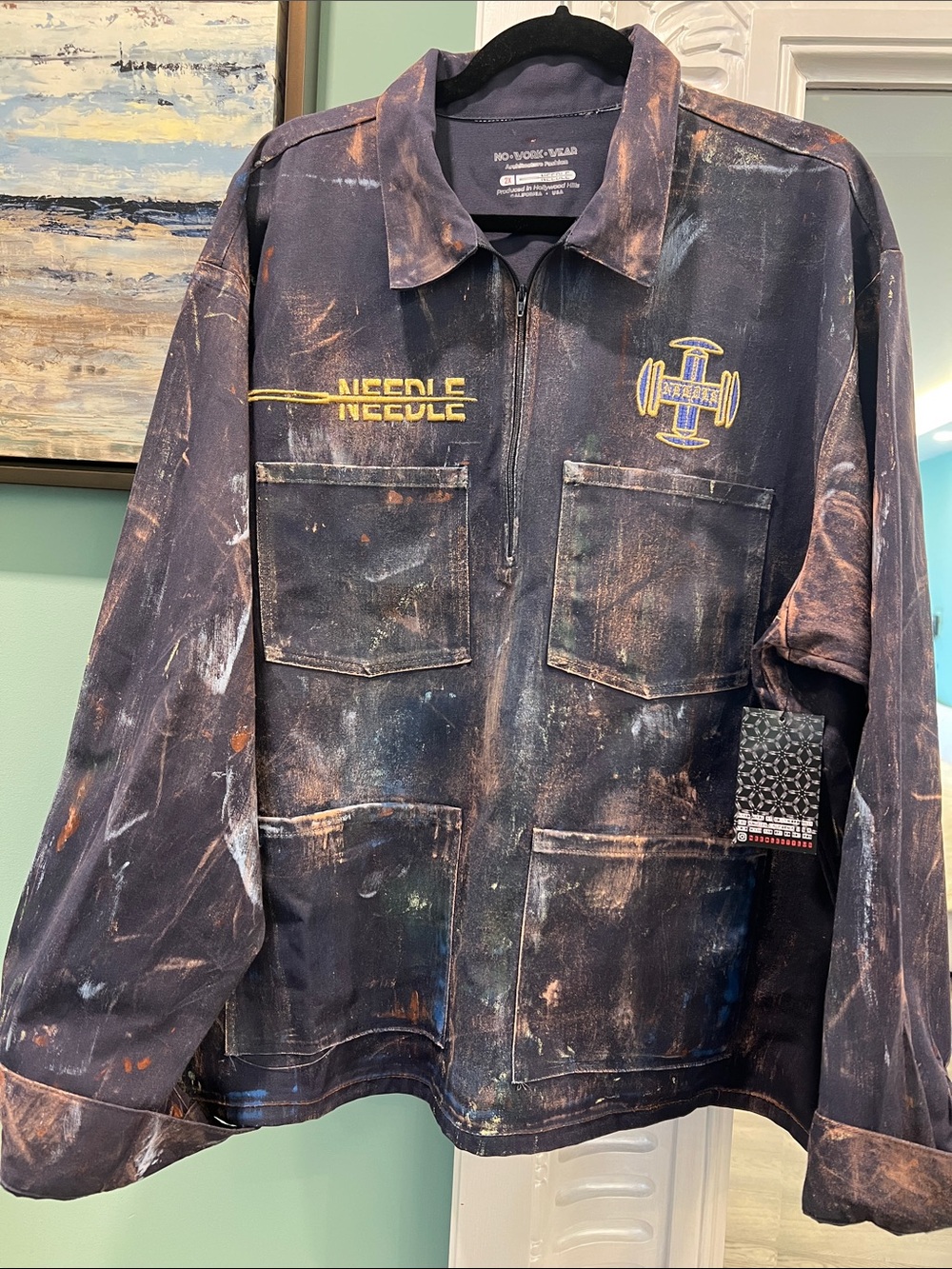 Men's Black Distressed Painter Jacket